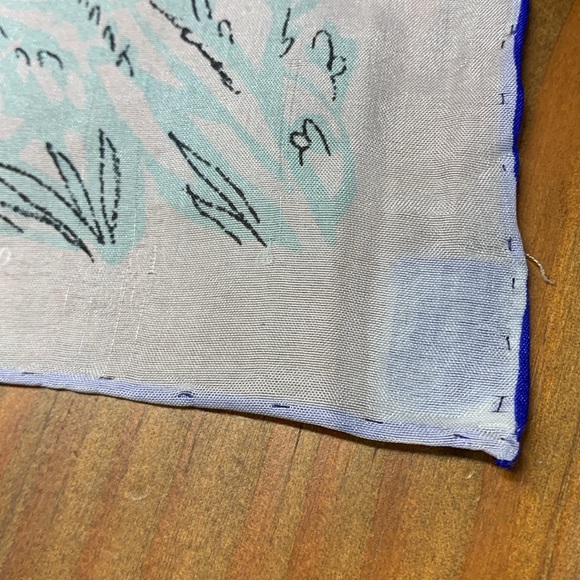 EUC Antique Hadson Cobalt Roll Hem Rayon and Silk Floral Scarf - Picture 5 of 8